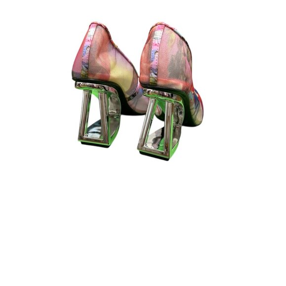 Gianni Bini Iridescent Mesh Pumps with Sculptural Chrome Heel NWT | Size 7.5M - Picture 5 of 8